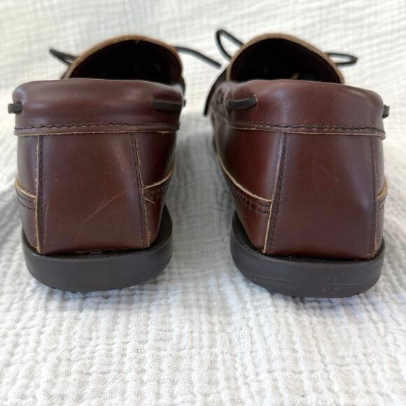 Minnetonka Leather Loafer Men Size 10 Moccasin Boat Shoe Rubber Sole Brown 768 - Picture 7 of 12